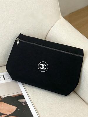 Borsa per Trucco in Tela Nera Marca Accessorio di Bellezza, Grande Custodia Cosmetica con Cerniera Borsa da Viaggio per Igiene Personale Contenitore per Trucco Telefono Carta Chiave Auricolare