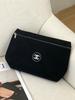 Black Canvas Makeup Bag Brand Beauty Accessory, Large Zipper Cosmetic Pouch Travel Wash Bag Storage for Makeup Phone Card Key Earphone