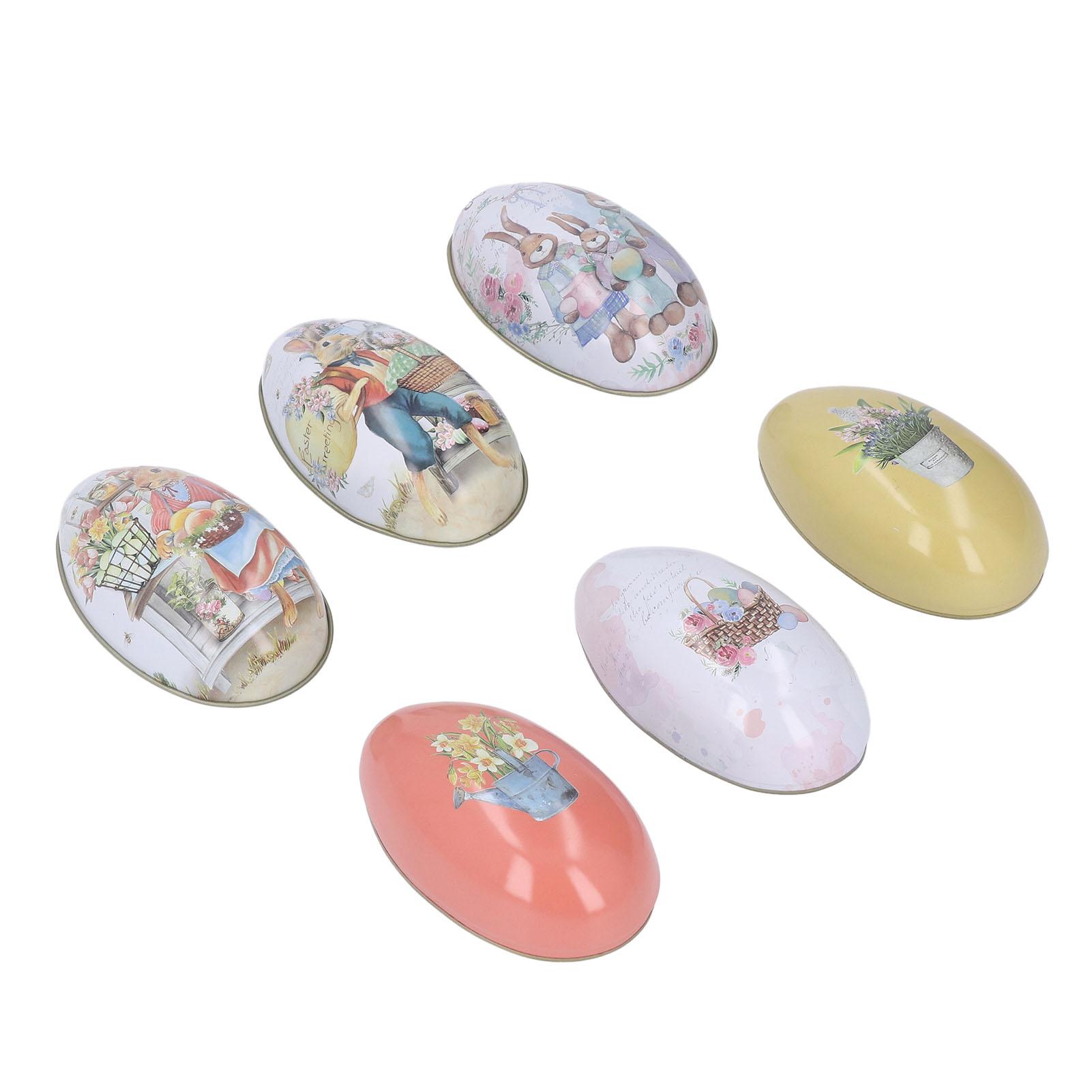 

6 шт. Жестяные банки в форме пасхальных яиц, коробка для конфет, шкатулка для украшений, для пасхальной вечеринки