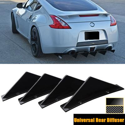 4PCS Universal For Nissan Altima 350Z 370Z GT-R 2000-2022 Rear Bumper Lip Diffuser Shark Fins Spoiler Body Kit Car