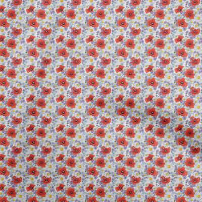 Cotton Flex Red Fabric Watercolor Floral Sewing Material Print Fabric By The Yard 40 Inch