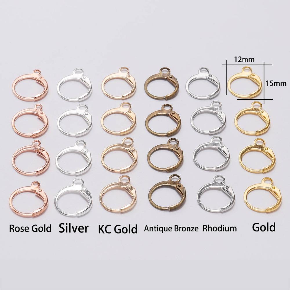 20pcs/lot 14x12mm Gold Rose Gold French Earring Hooks Wire Settings Base For Earrings DIY Jewelry Making Findings