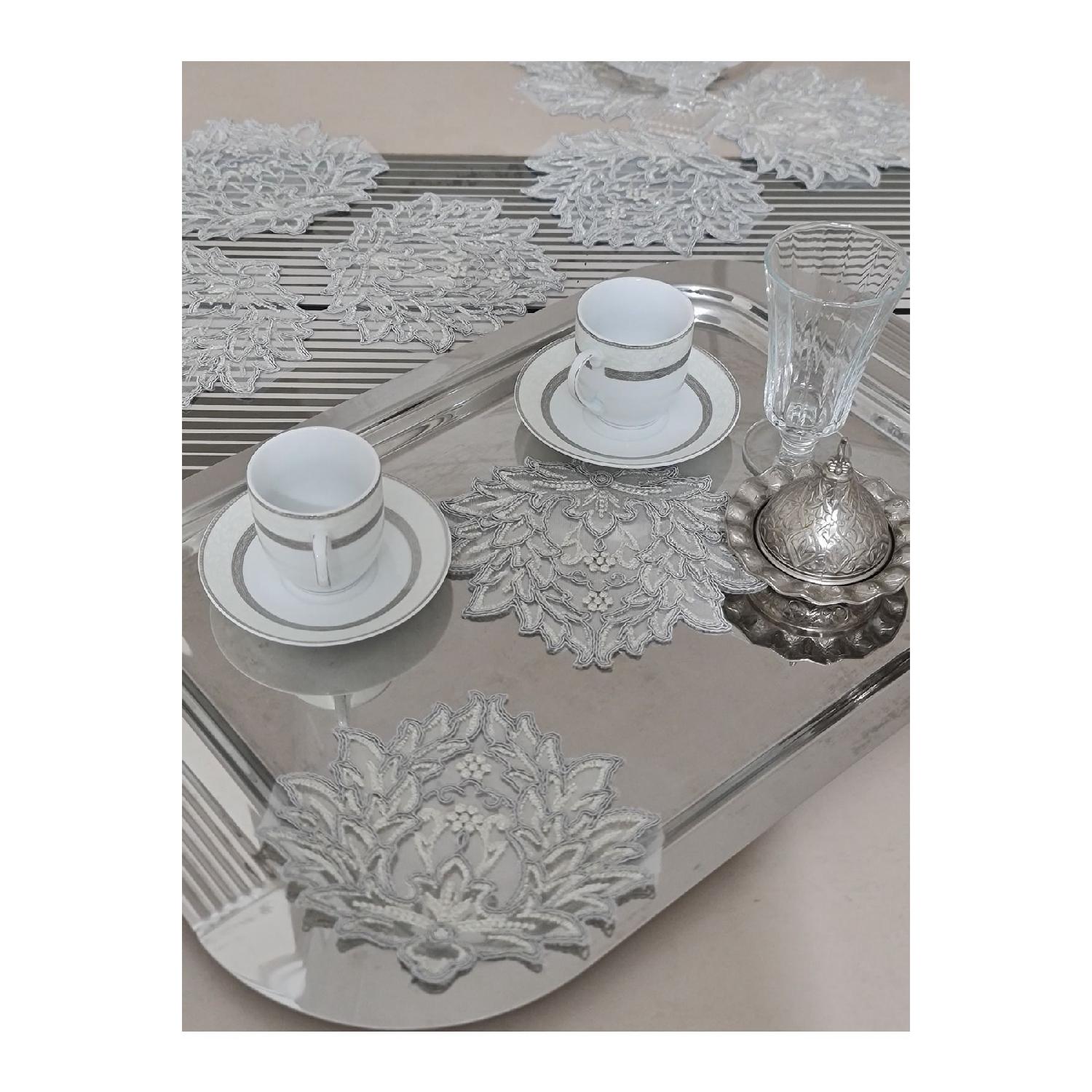

Decorative Guipure Lace Coffee Cocktail Presentation Napkin 6 Pieces серый