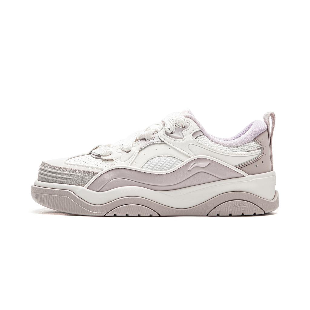 Li Ning Journey 2.0 Bouncy Shoes Thick Sole Height Increasing Shock Absorption Versatile Low Top Sneakers Women sneakers White Purple AGCV328-2