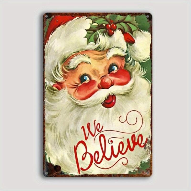 Vintage Merry Christmas Metal Sign, Retro Holiday Wall Decor 20x30cm