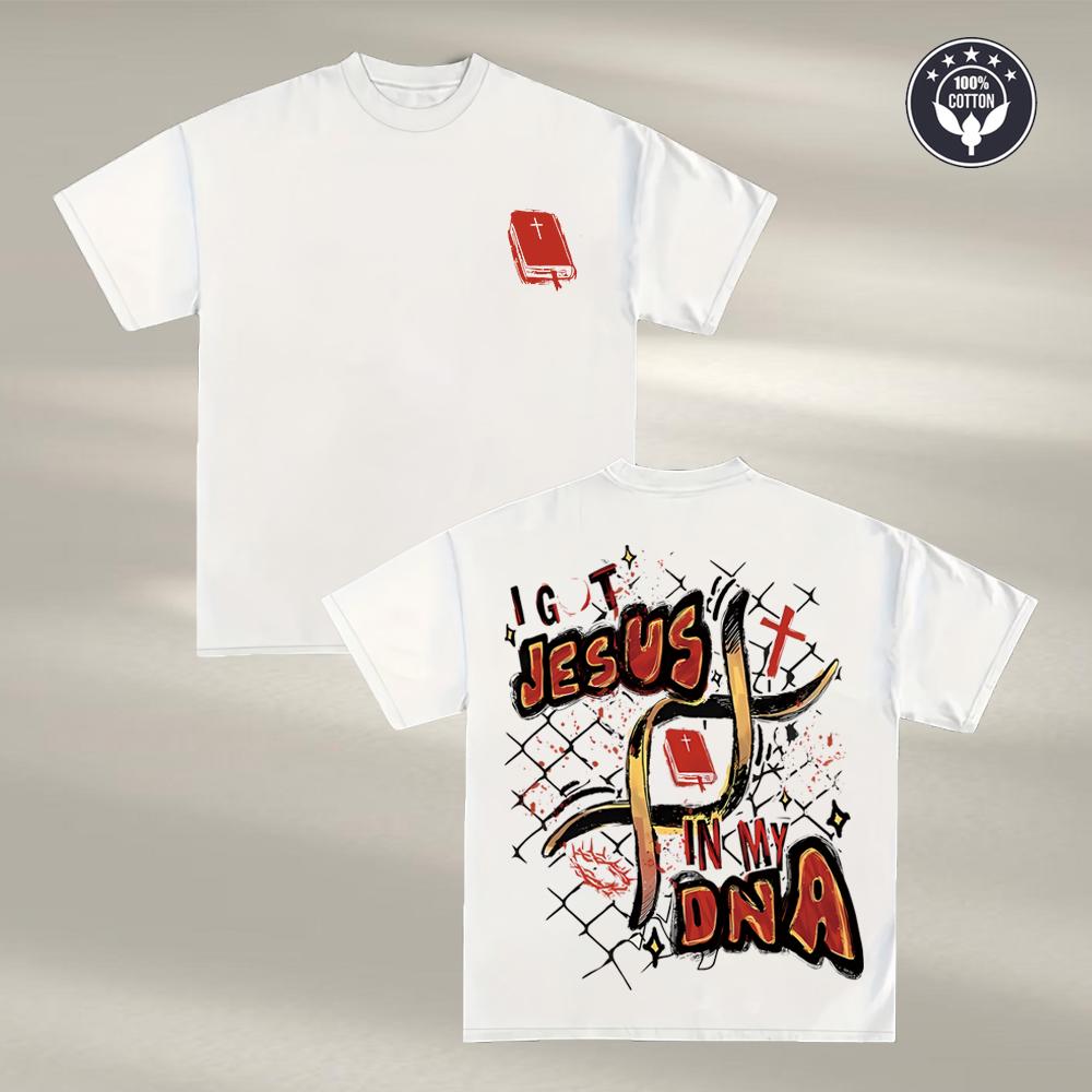 

Y2K Jesus Inspired Graphic T-Shirt Men Oversized 100% Cotton Graffiti Streetwear Religious Faith Tee 4XL