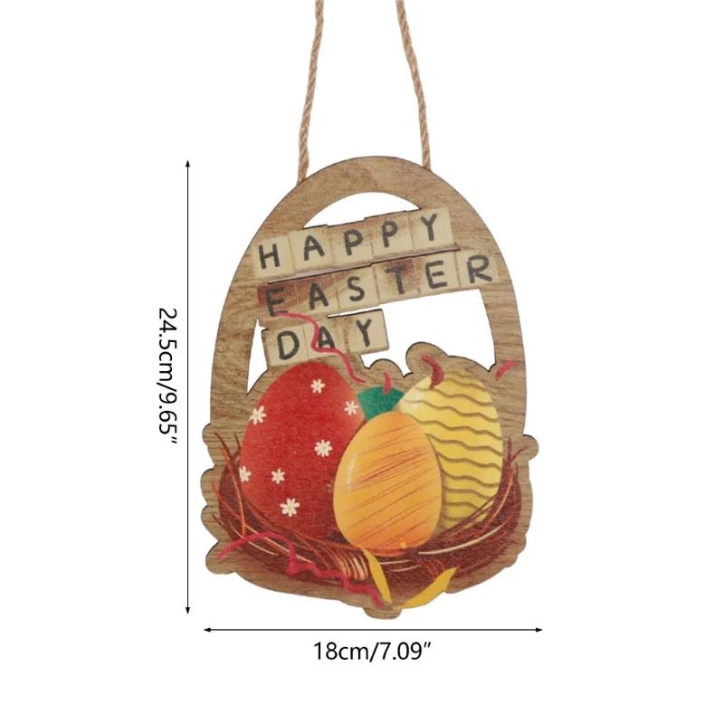 Hanging Sign Happy Easter Porch Welcome Sign for Door Wall Hanging Greetings Pendant Supplies Festival Adorment