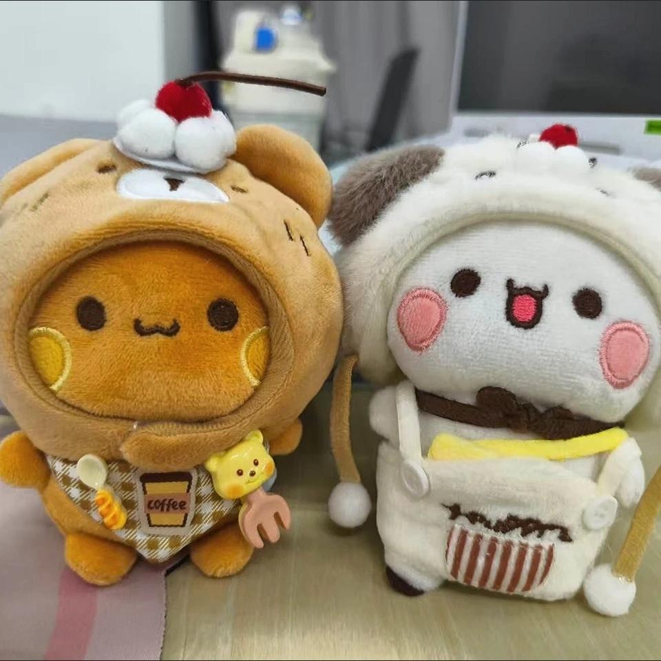 Yier Bubu Coffee Theme Plush Keychain Chef Outfit Couple Set Soft Fluffy Bag Pendant For Backpack Decor Gift Collection