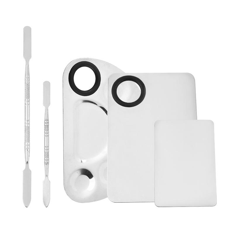 Stainless Steel Nail Art & Makeup Palette Set with Mixing Stick