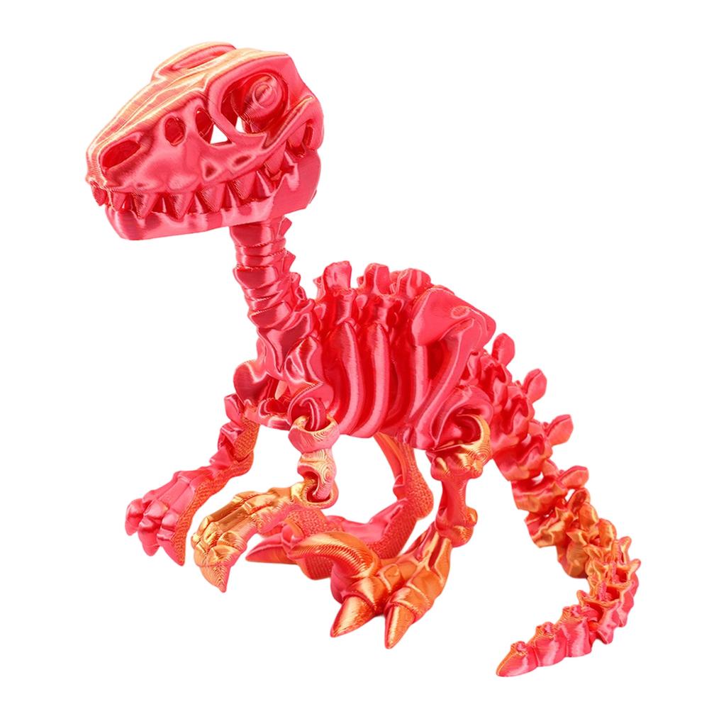 3D Printed Articulated Raptor Skeleton Figurine Dinosaur Bones Poseable ModelToy For Home Office Decors and Collector