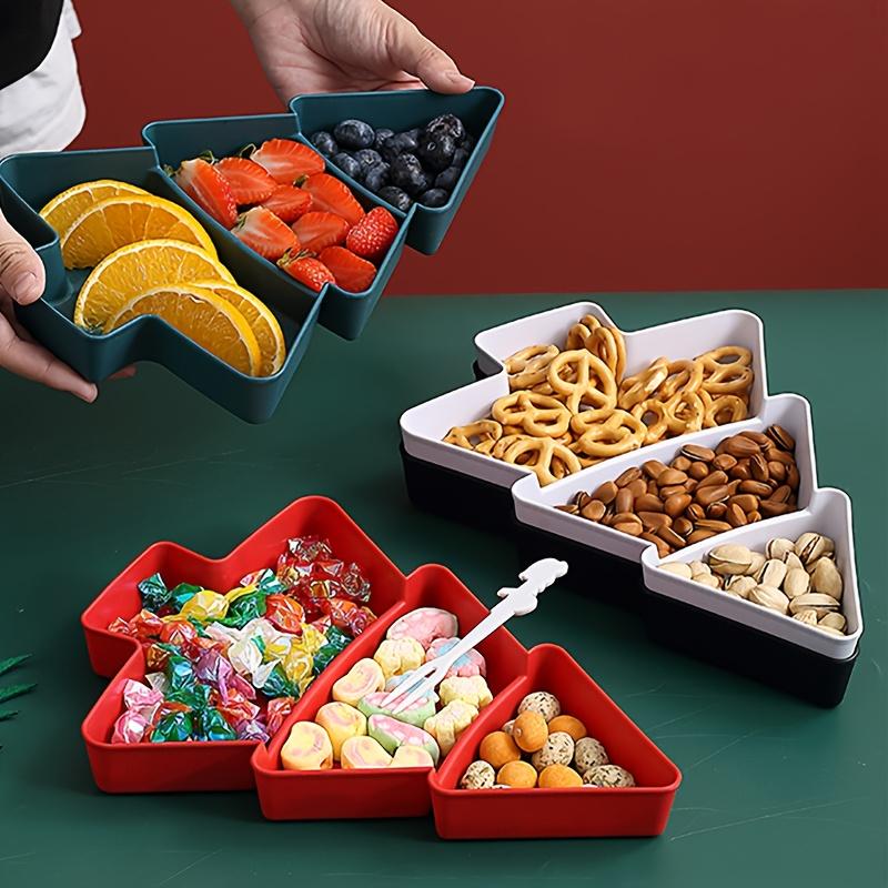 3Pcs Christmas Tree Food Decor Tray Pallet Centerpiece Ornament Plastic Serving Display Tray Xmas Table Christmas Items Decor
