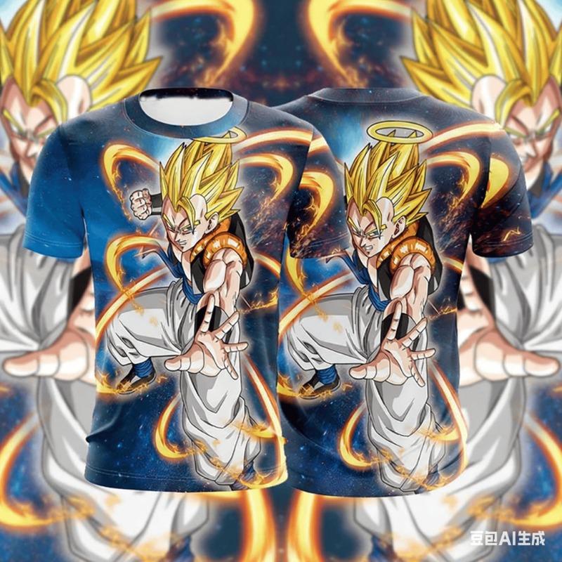 

2026 Summer Dragon Ball T-Shirt 3D Print Vegeta Super Saiyan Blue Neon Oversized Loose Breathable S