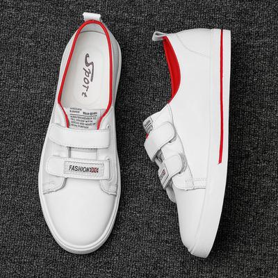 FashionHigh Quality Luxury Men's Skateboard Shoes Hook And Loop Fastener White Shoes Man Fashion Flat Leisure Walking Casual Shoes Men