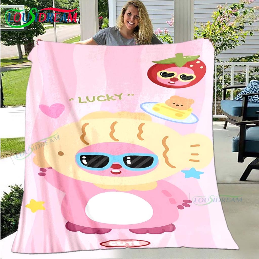 Hot Fashion Cartoon Pattern Blanket Flannel Thin Blanket Portable Home Travel Office Lunch Break Blanket L-Loopy Birthday Gift