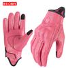 SUOMY Lady Pink Retro Leather Motorcycle Gloves Women Touchscreen Motocross Gloves Hard Shell Protective Motorbike Glove XS-L
