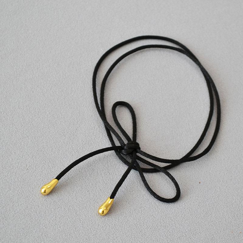 Japanese And Korean Niche Personality Black Rope Bow Lace Length Adjustable Simple Temperament Long Necklace Choker