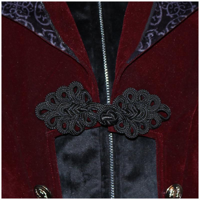 Men's Medieval Retro Christmas Tuxedo Coat - Mid-Length Punk Style