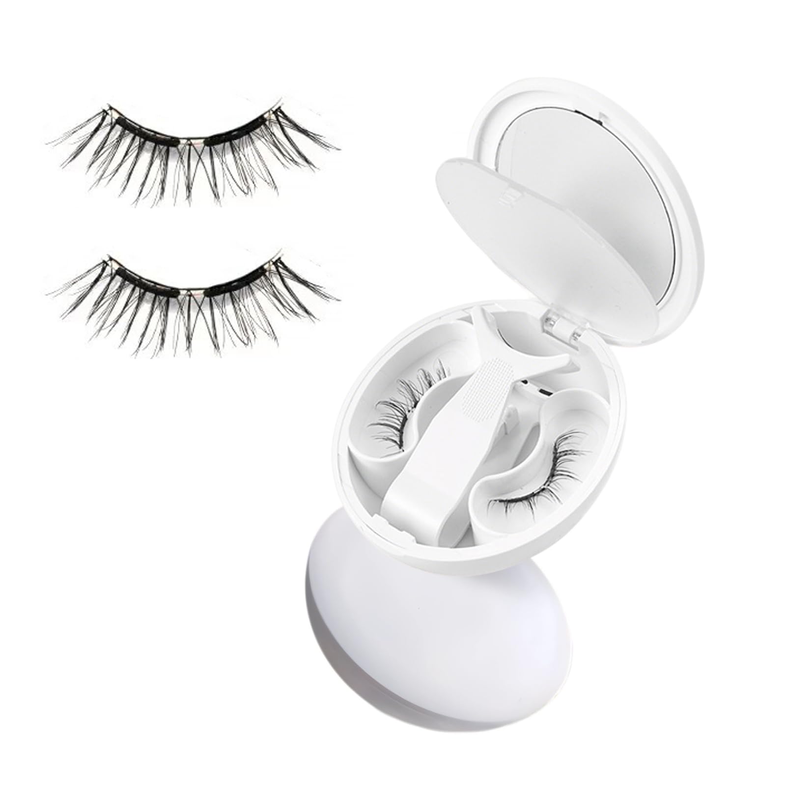 Magnetic false eyelashes, reusable, natural look, no adhesive needed, lightweight makeup.
