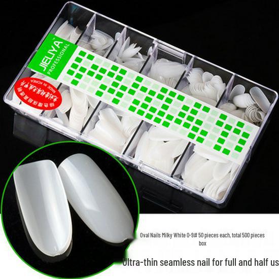 500-Pack No-File Half-Matte Pointed Trapezoid Water Drop False Nails