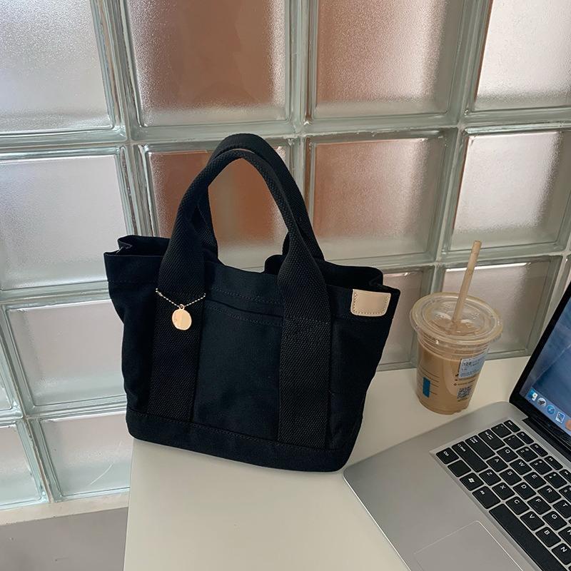 New Japanese Style Simple Large Capacity Tote Commuter Lunch Bag Trendy Niche Versatile Canvas Handbag