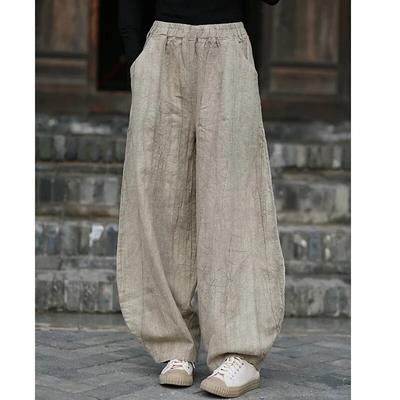 Dámske jarné nohavice v čínskom štýle, vintage, voľné, s osobitým štýlom, retro, s elastickým pásom