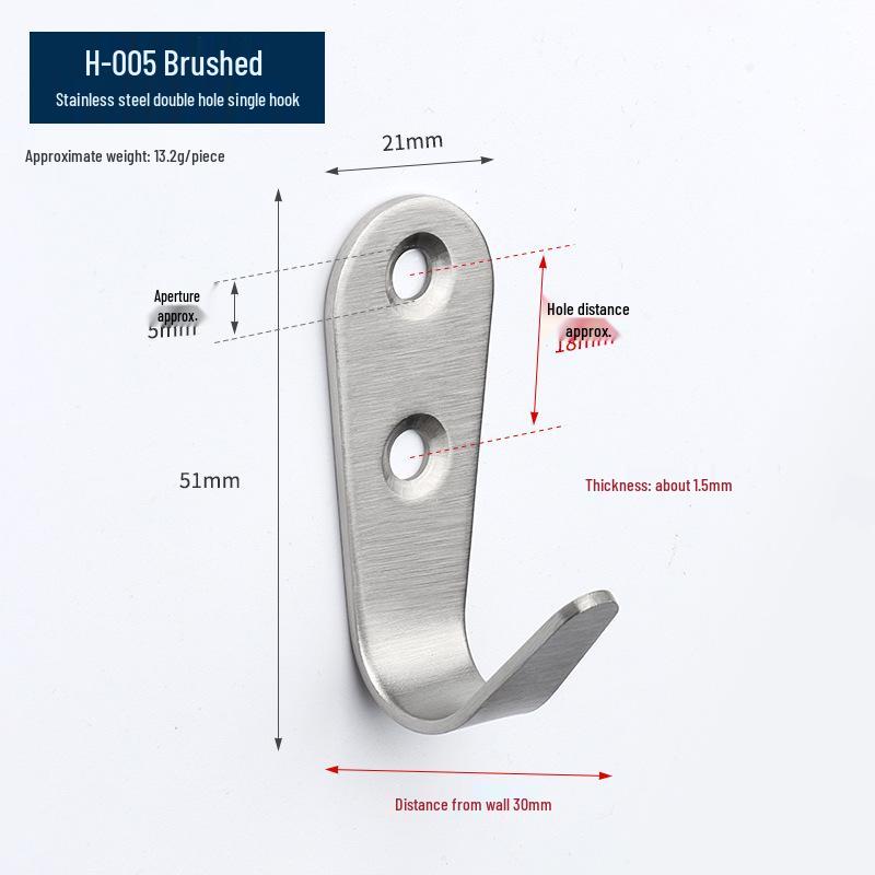 Black Stainless Steel Single Coat Hook for Cabinet, Door, Bathroom, and Kitchen