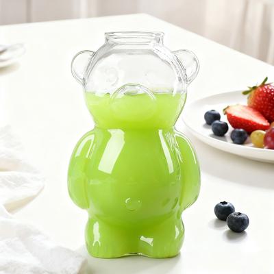 Yousheng Tazza in Vetro a Forma di Orso da 12 oz Tazza da Caffè Orsetto Carino Bicchiere Riutilizzabile per Birra Vino Cocktail per Bar di Casa Cucina Ristorante Festa