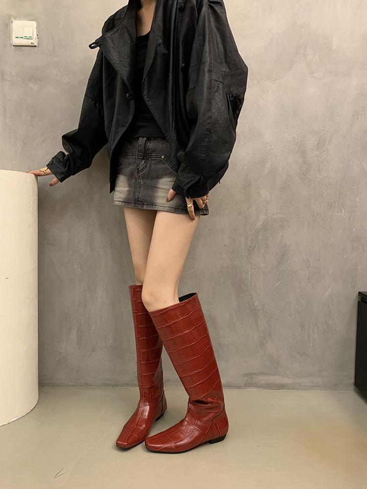 British retro thick heel high boots knight boots women's boots autumn and winter sleeve boots knee boots straight boots