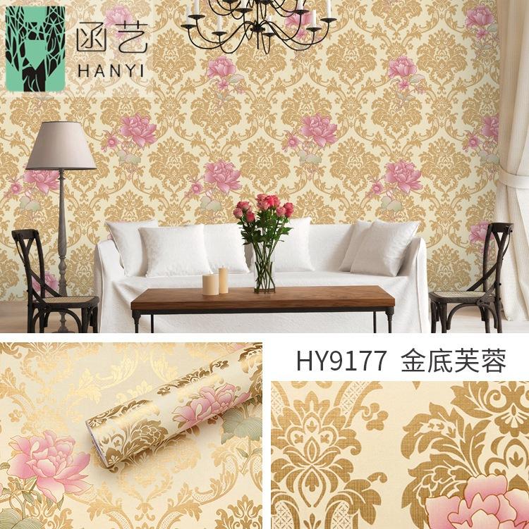 45cm*10m/1 Rolle Europäischer Stil Retro Dekorieren Hintergrundwand Hibiskus Wandbilder Tapete Wohnzimmer Kreative Hauswandaufkleber