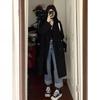 Women's Black Trench Coat: 2024 New Petite Mid-Length British Style for Autumn and Winter