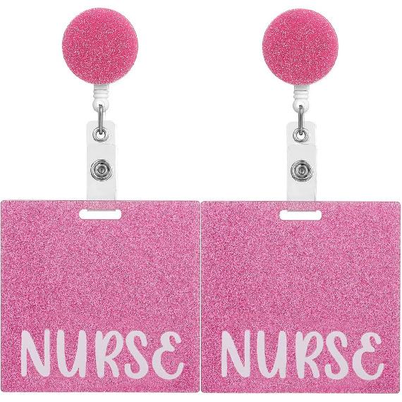 2pcs Cute Nurse Badge Buddy Cards Horizontal Id Card Holders for Nurses Portable Badge Holder Accessories Present for Healthcare Workers