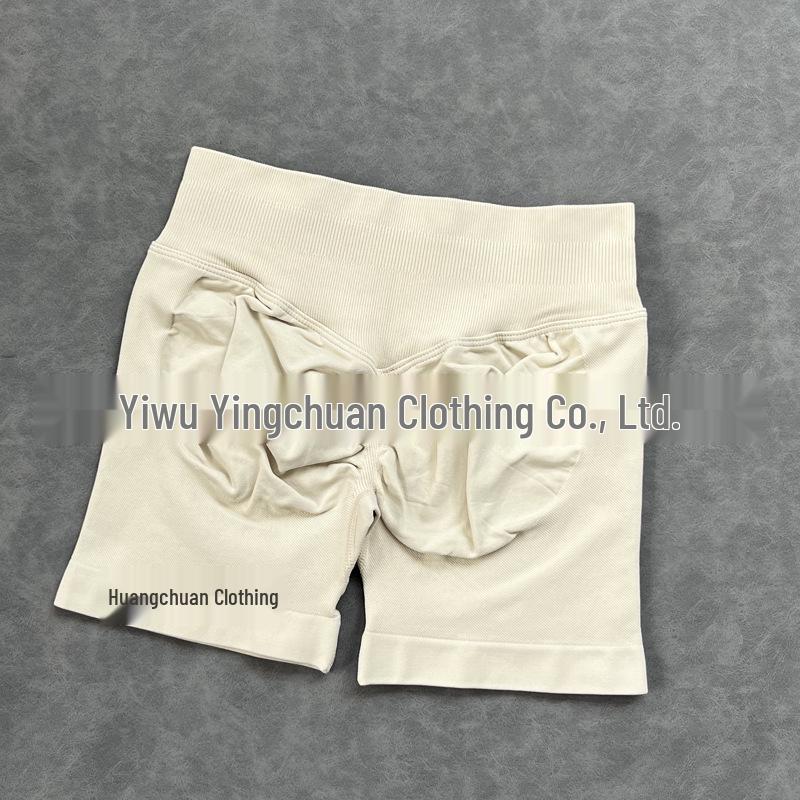 Pantalones Cortos de Yoga DF: 50 Colores, Cintura Original Fruncida de Tres Secciones, Levanta Glúteos, Tiro Bajo, Pantalones de Fitness sin Costuras de Tres Puntos