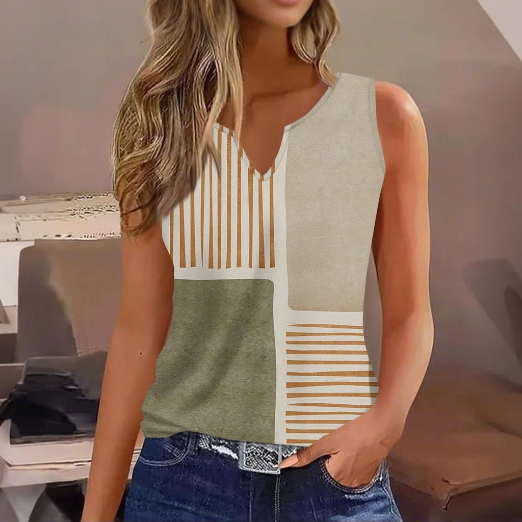Damenweste Mode Lässig Ärmellos Kleiner V-Ausschnitt Retro Bedrucktes T-Shirt Oberbekleidung Weste Sexy