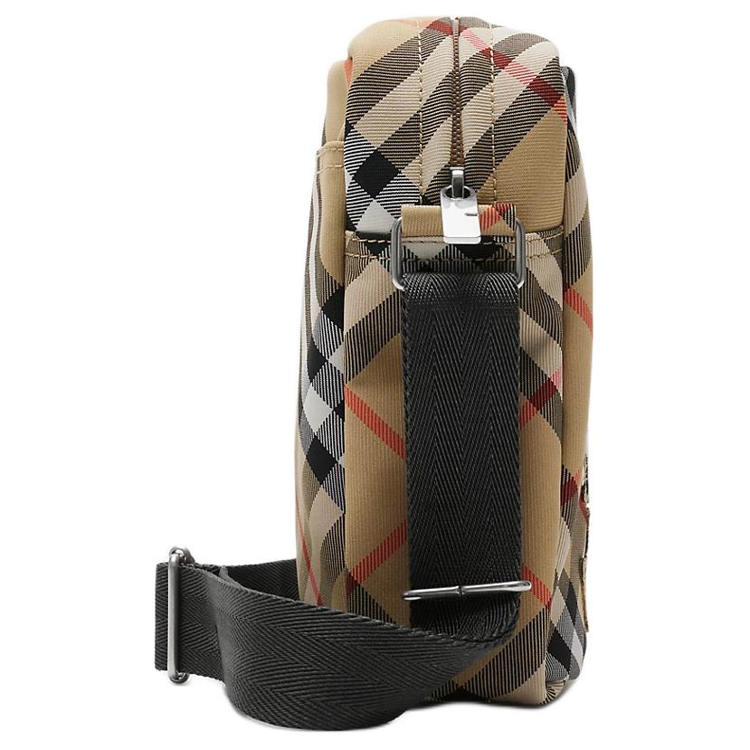 Burberry Vintage Check Canvas Crossbody Bag With Equestrian Knight Embroidery For Daily Use