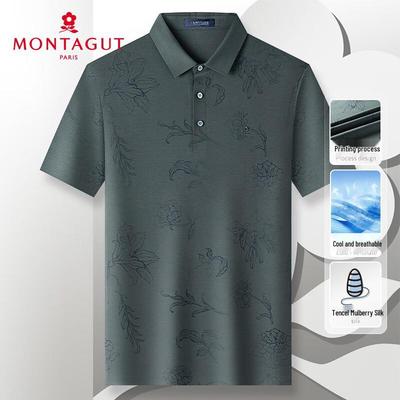 MONTAGUT Heren Korte Mouw Polo Shirt Koelende Zijde Blend