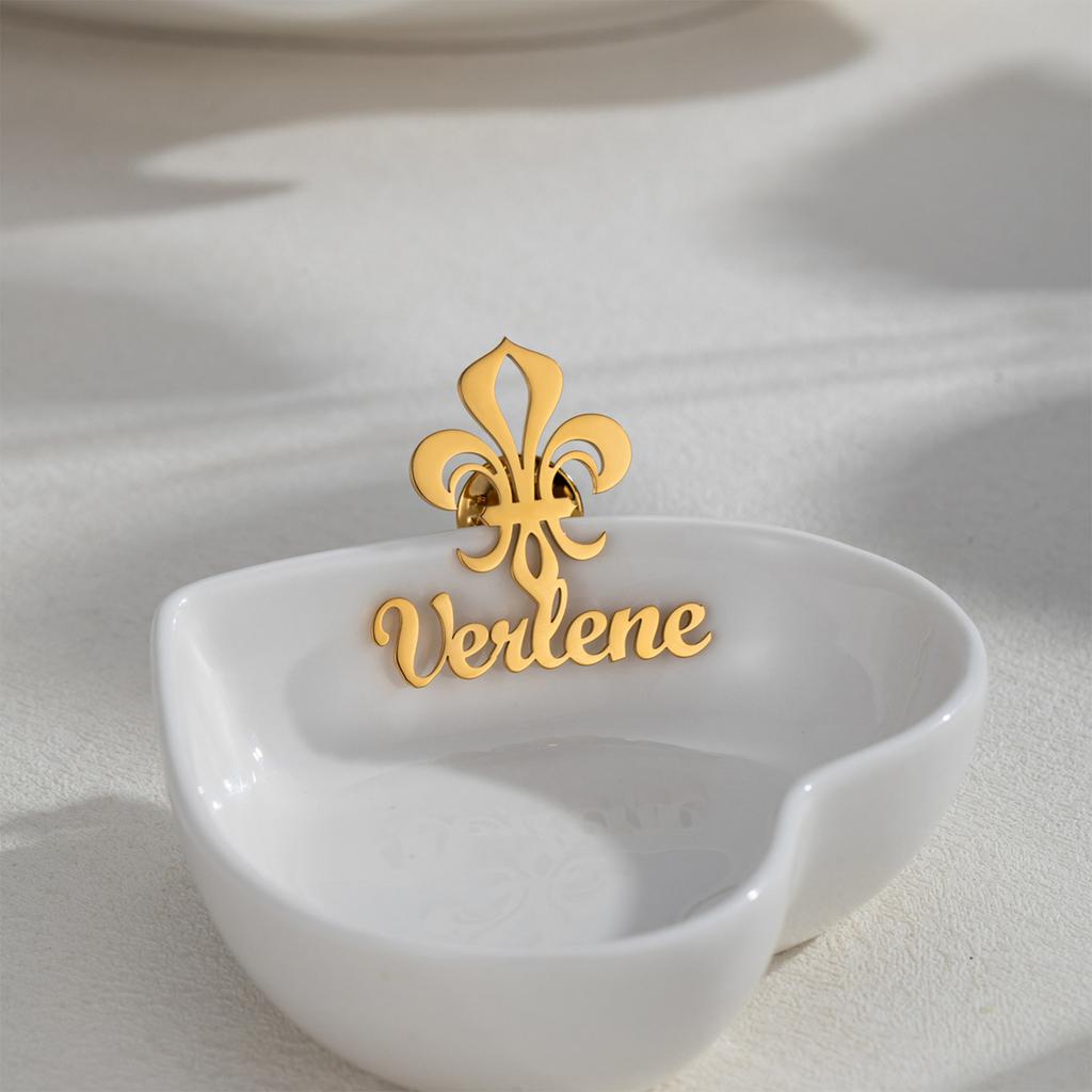 Stainless Steel Oriole Flower Brooch DIY Personality European And American Engraved English Letter Name Brooch