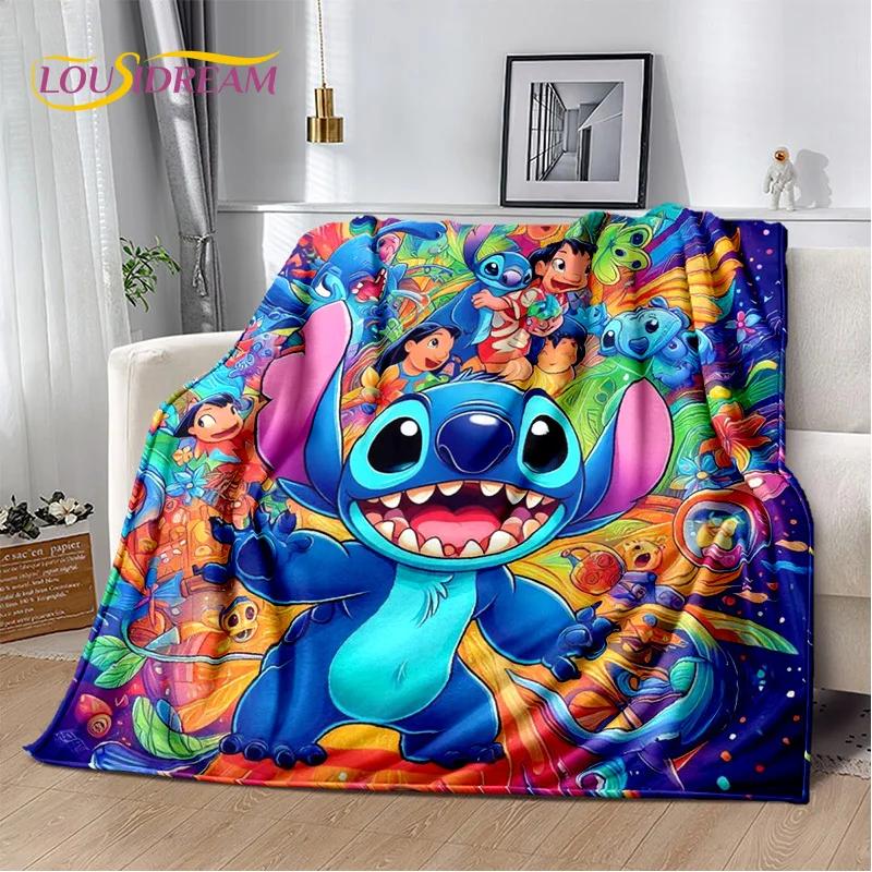Coperta morbida in flanella con Stitch mostro cartone animato, Coperta da lancio Coperta comoda per picnic Letti Divano Casa Camera da letto Regalo Bambino