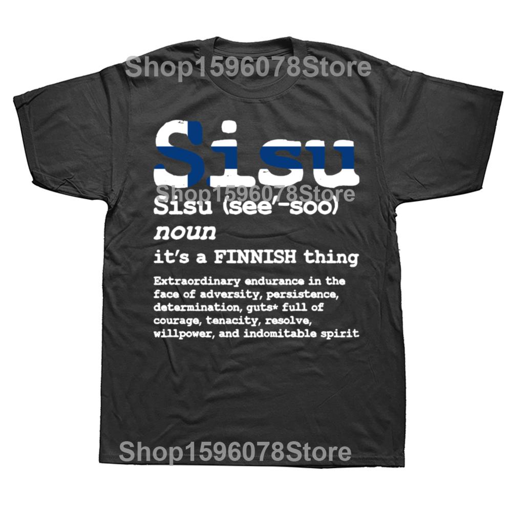 Funny Finnish SISU Strength Courage T Shirts Cotton Birthday Gifts Mens Clothing Fashion Casual Loose Oversized T Shirt