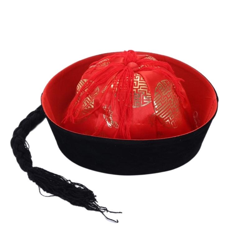 Chinese Eunuch Hat Traditional Costume Headwear for Men and Women Chinese Ancient Style Hat for Cosplay No. 9 красный