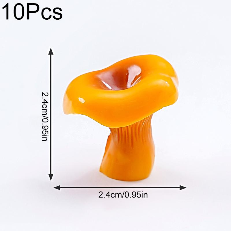 10pcs Mini Ornaments DIY Resin Mushroom Ornaments Cute Simulation Mushroom Black Fungus 11 Styles