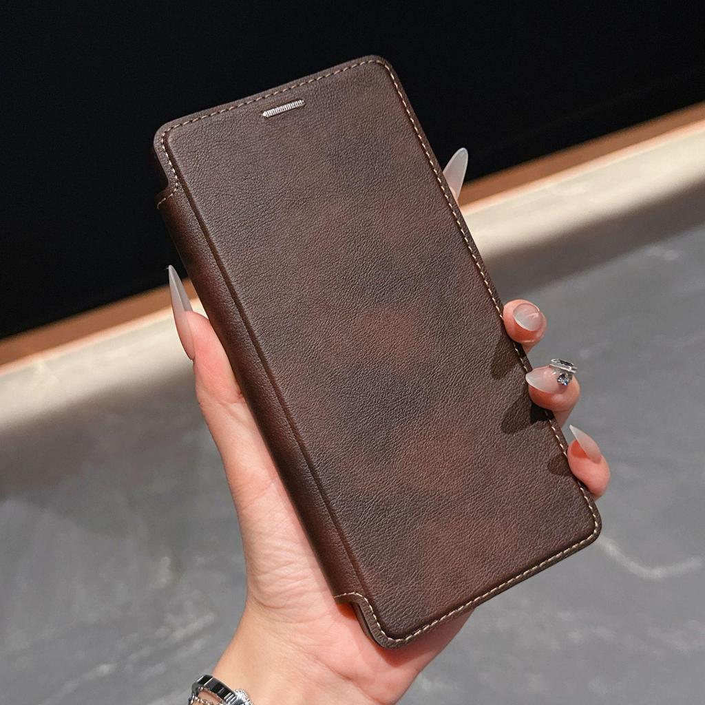 Samsung S25 Ultra Flip Card Holder Phone Case with Armor Shield and Rotating Magnetic Stand - Full Coverage Anti-Drop A17 Case