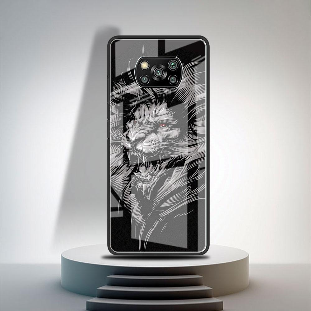 Glass Case For Xiaomi Poco X3 NFC 11 Lite 11T F3 M3 For Redmi Note 11 10 9 8 Pro 10S 9S 9A 9C Phone Cover Lion Wolf