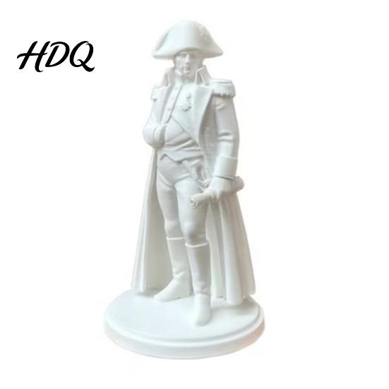 Artistic Home Decor 3D Printed Napoleon Statue with Military Coat Turban & Scroll Vintage Historical Desktop Ornament Figurine Matte White