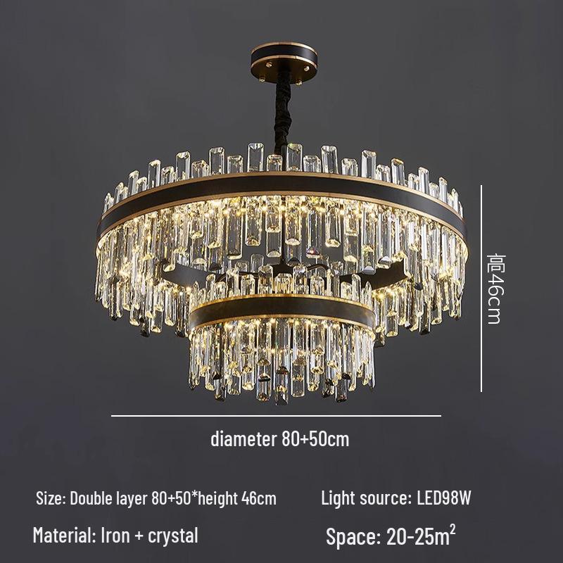 High-End Crystal Chandelier for Modern Spaces - Black, Luxury Lighting for Living Room, Bedroom, Bar, Restaurant, or Villa