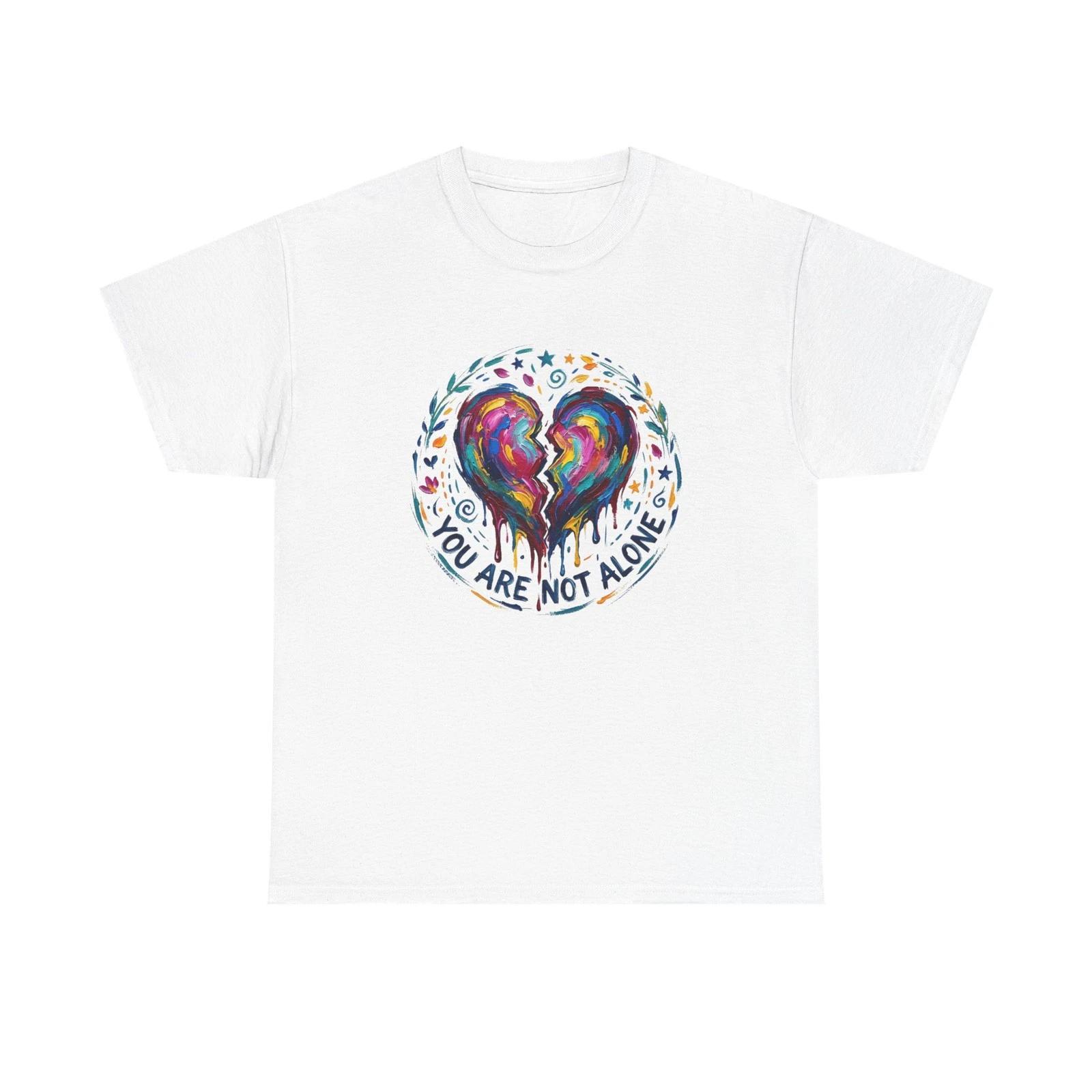 You Are Not Alone watercolor heart T-Shirt | Mental Health awareness tee L