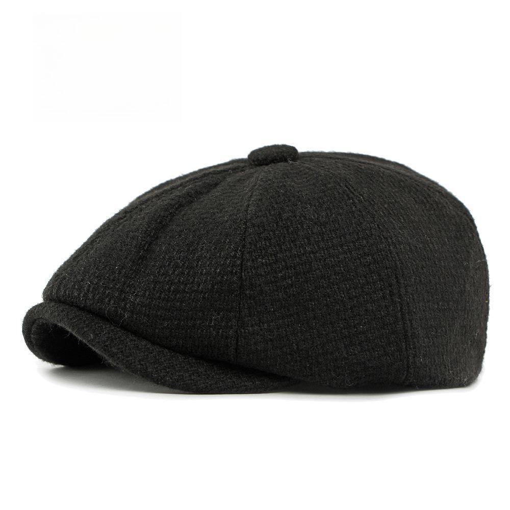 Unisex Knit Wool Blend Newsboy Cap British Retro Octagonal Hat Baker Boy Cap Gatsby Cabbie Hat Winter Warm Solid Color Peaked Cap adjustable 55-59cm