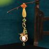 Chinese retro cheongsam press placket pendant colorful treasure butterfly gold long fringed pendant classical Chinese style accessories women