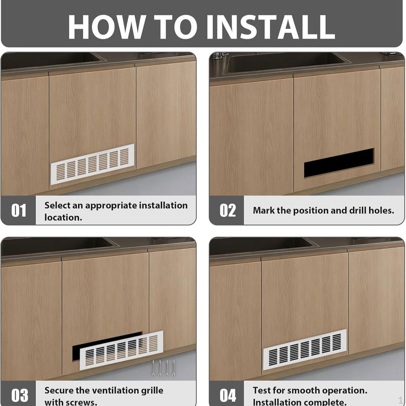 

2Pcs Cabinet Ventilation Grille, Aluminum Alloy Sturdy Heavy Duty Accessories Easy to Install