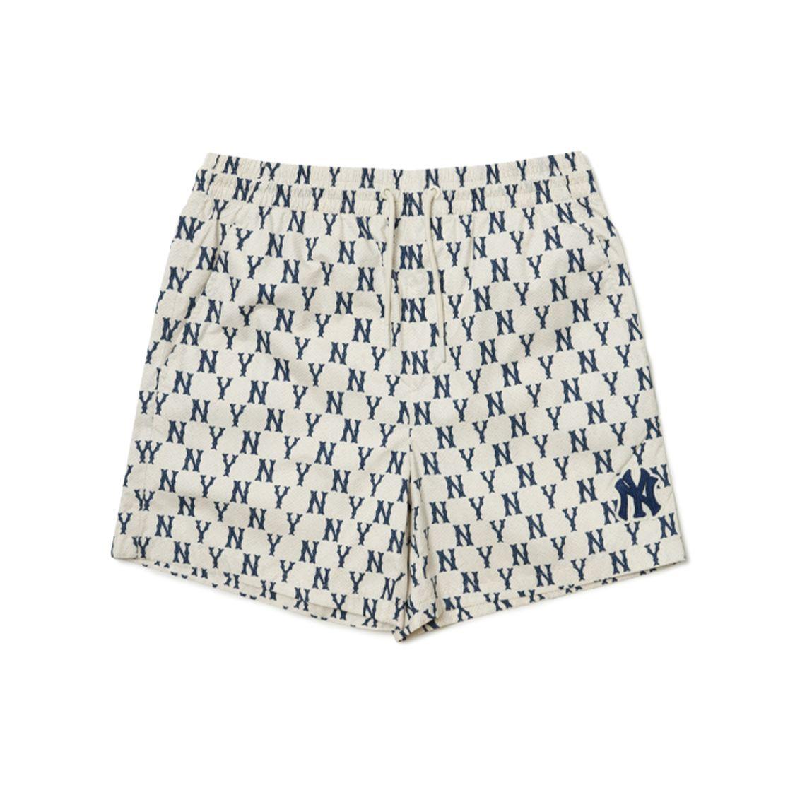 MLB New York Yankees Logo Vintage All Over Print Freizeitshorts Unisex Shorts Weiß 3ASMM0123-50CRS S white