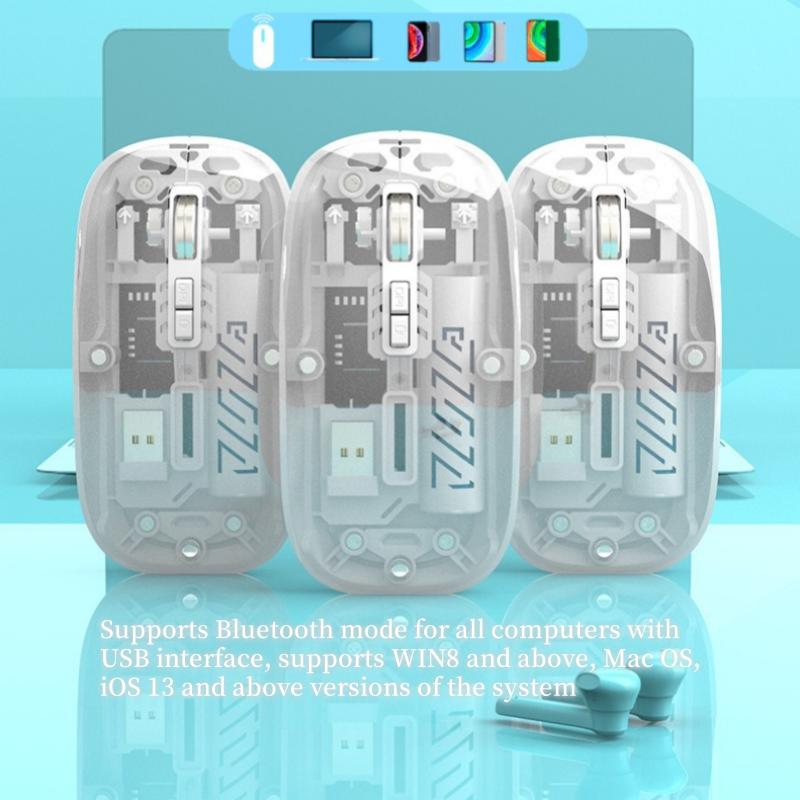 High Definition Transparent Magnetic Shell Silent Dual-mode Mouse 2.4G Wireless 500mAh Ultra Long Battery Life